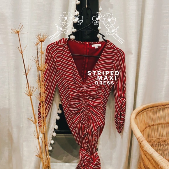 Vintage Dresses & Skirts - • Spirit of Grace • Bohemian Ruched Stripe Maxi •